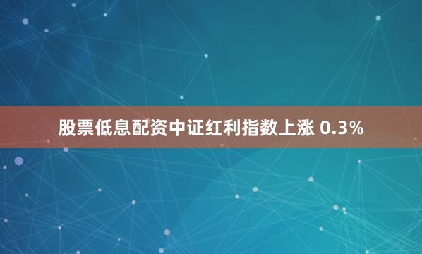 股票低息配资中证红利指数上涨 0.3%